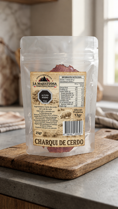 Charqui de Cerdo 25gr pack de 10 unidades